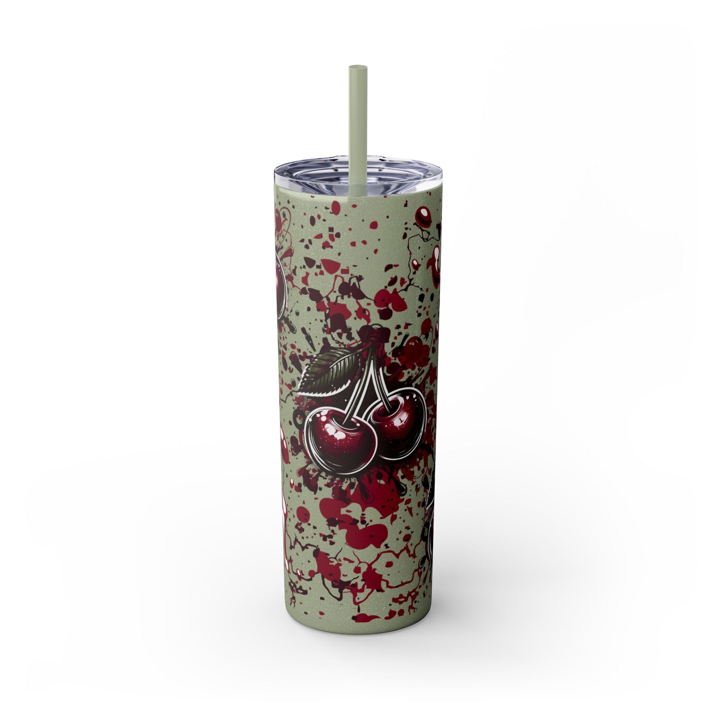 Tumbler Cup, Cherry Aesthetic Design, 20oz with Straw