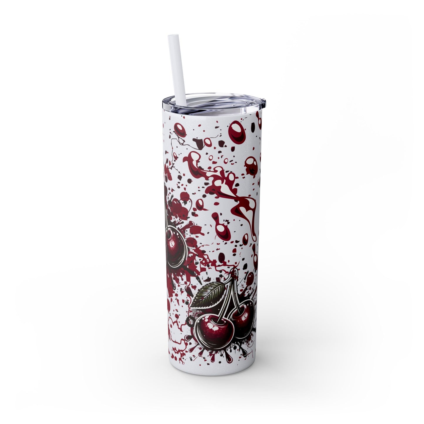Tumbler Cup, Cherry Aesthetic Design, 20oz with Straw