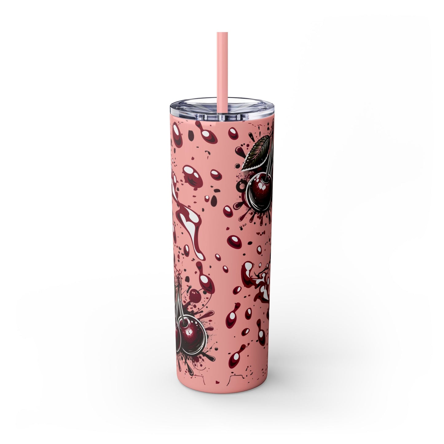 Tumbler Cup, Cherry Aesthetic Design, 20oz with Straw