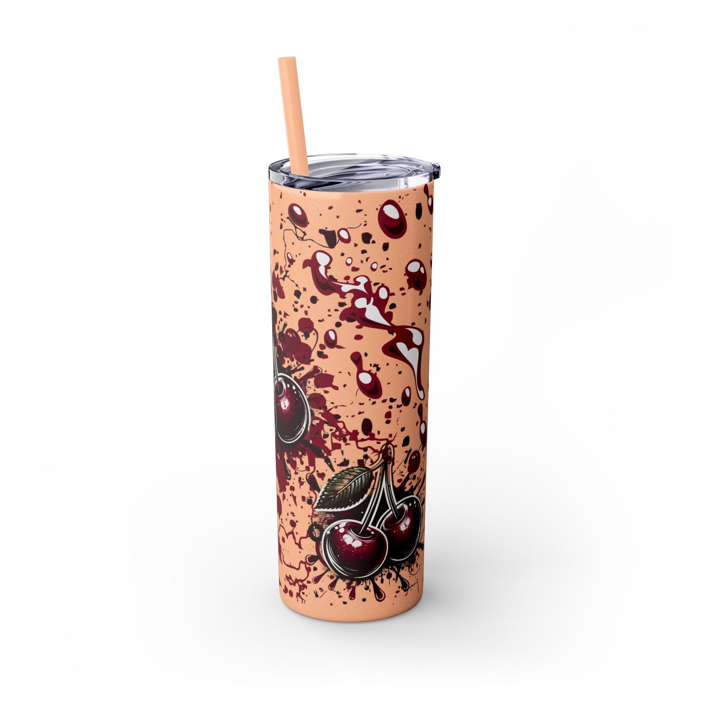 Tumbler Cup, Cherry Aesthetic Design, 20oz with Straw