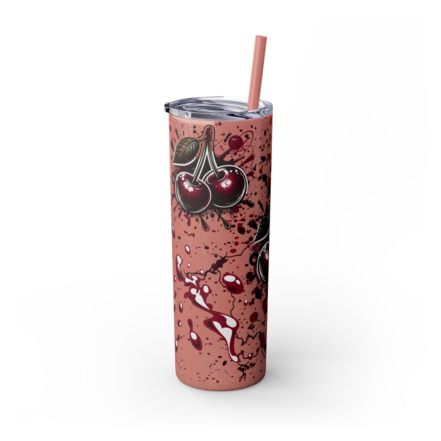 Tumbler Cup, Cherry Aesthetic Design, 20oz with Straw