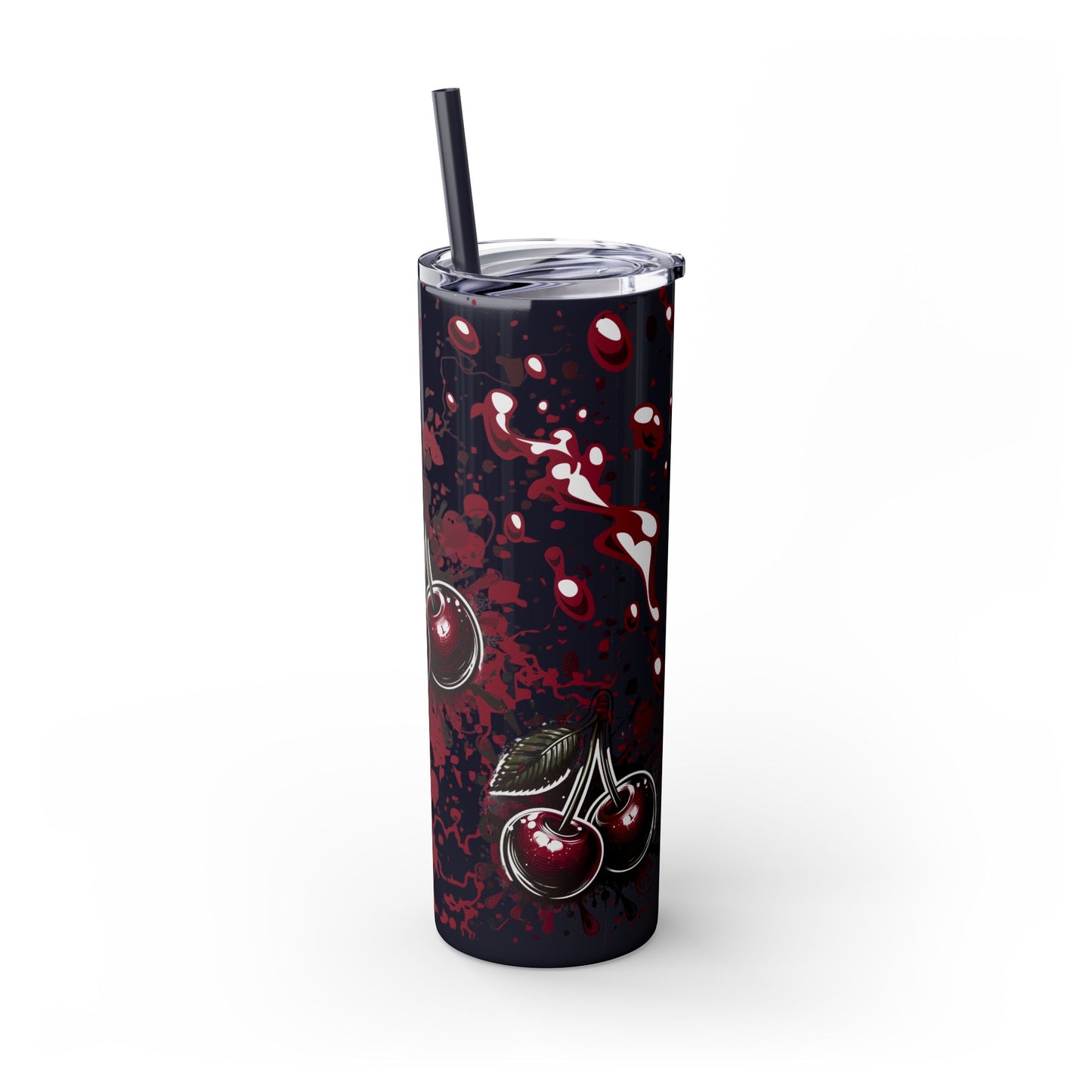 Tumbler Cup, Cherry Aesthetic Design, 20oz with Straw