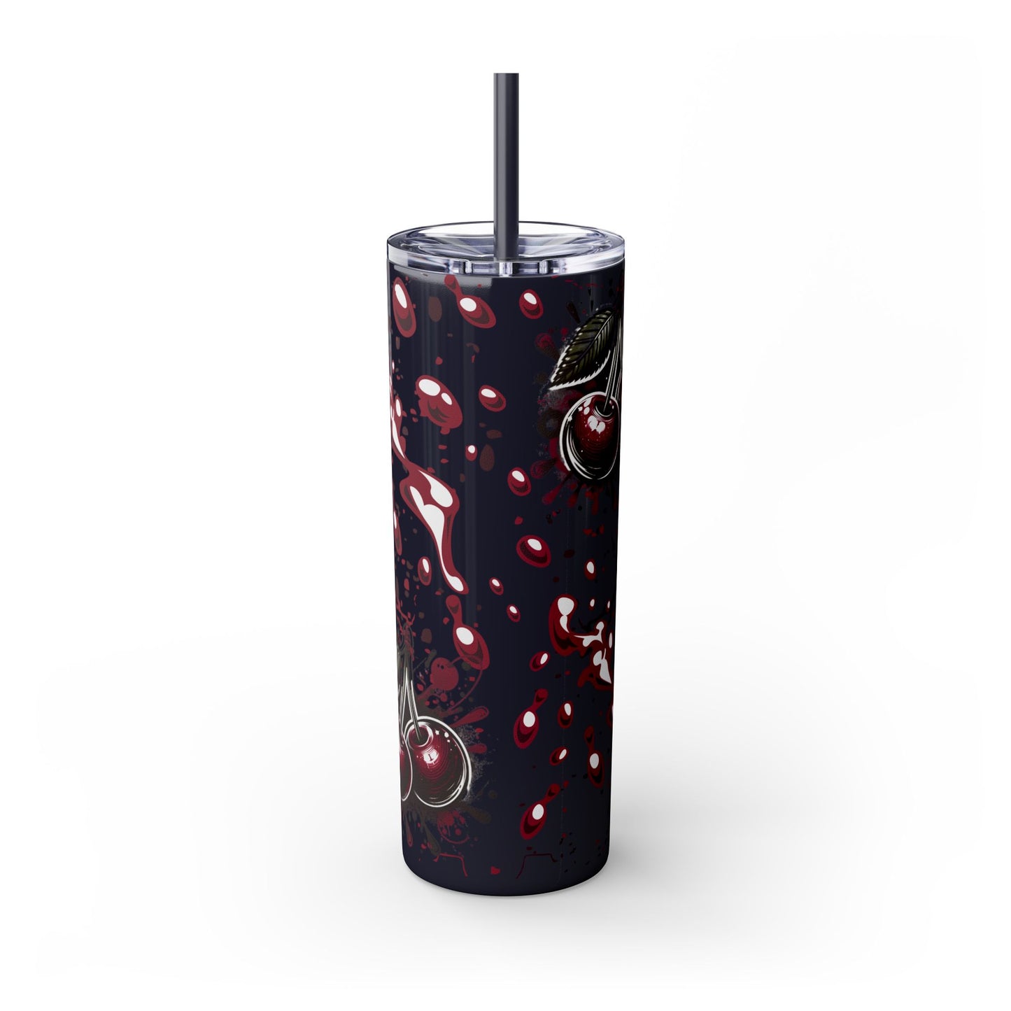 Tumbler Cup, Cherry Aesthetic Design, 20oz with Straw