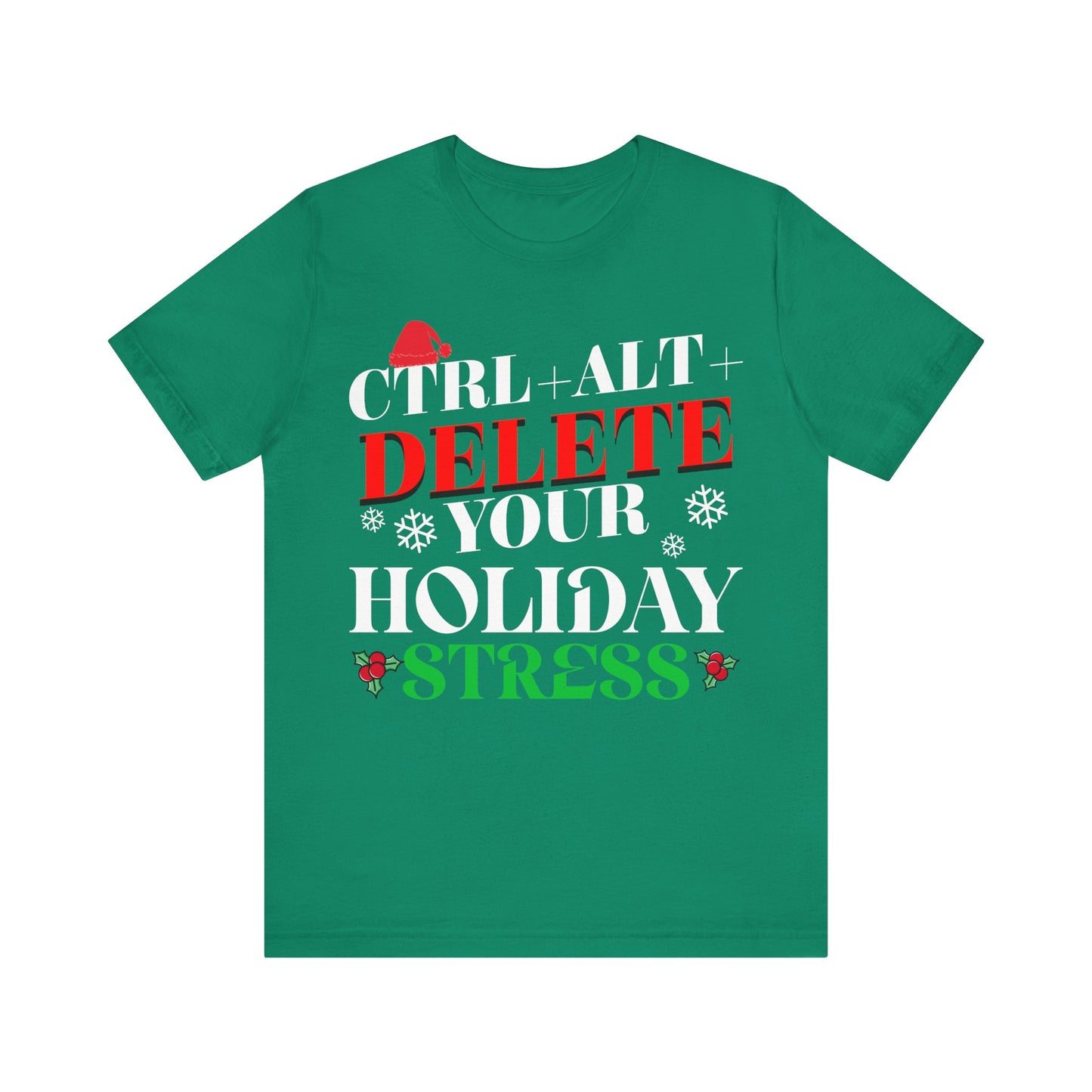 Christmas Gamer Tee, Gaming Holiday Shirt, Ctrl Alt Delete Stress, Unisex Jersey T-Shirt