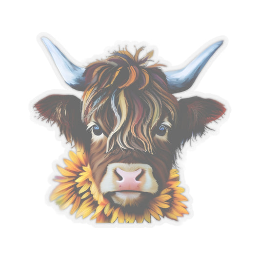 Sticker - Highland Cow in Sunflowers Kiss-Cut Stickers