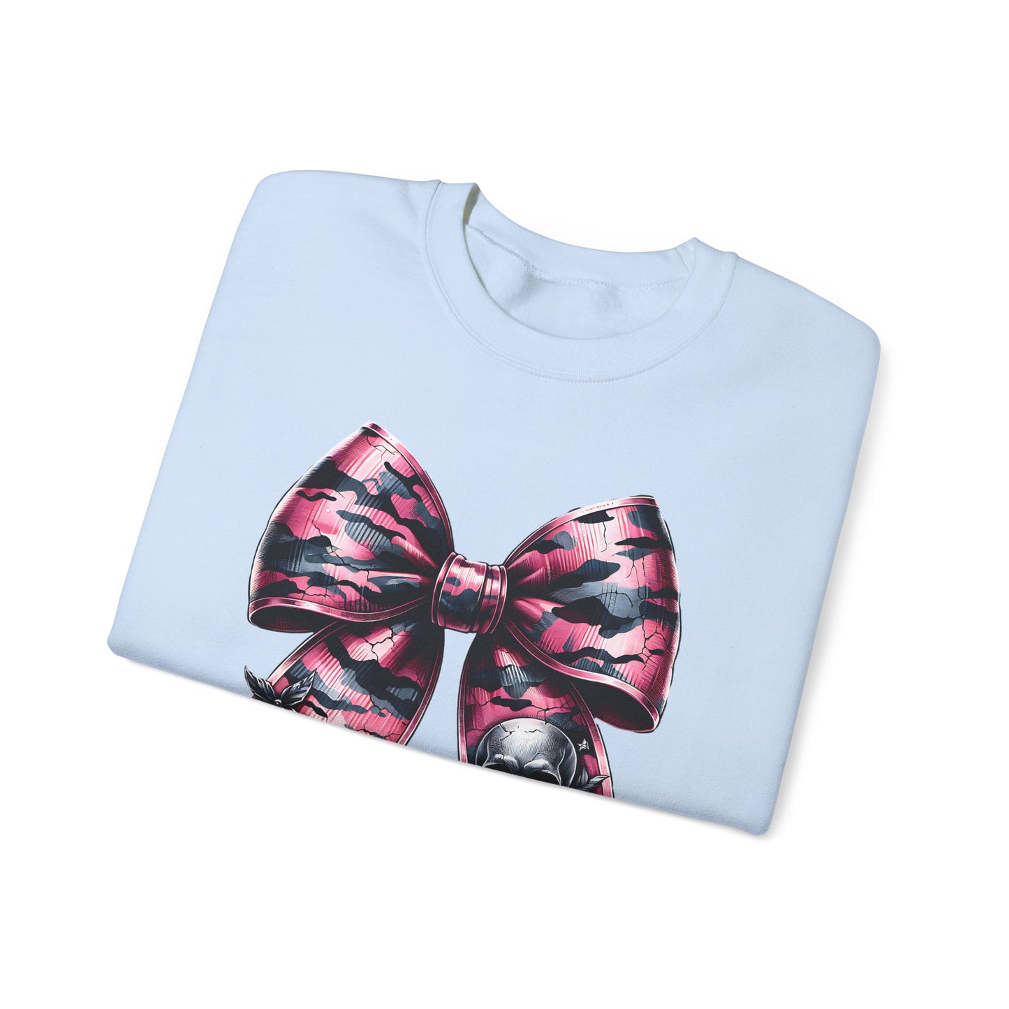 Pink Bow Skull Crewneck Sweatshirt, skull sweatshirt, pink camo, Skull Print Pullover, Pink Bow Design, Alternative Clothing