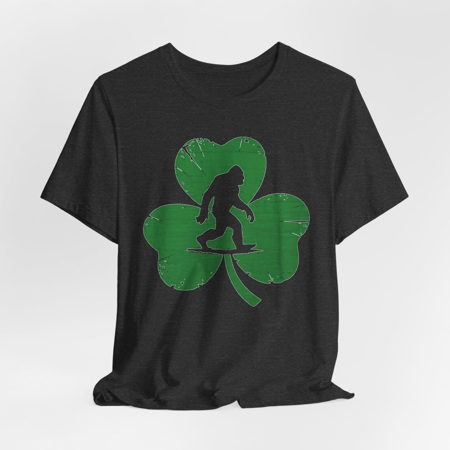 Shamrock Bigfoot Tee, St Patrick's Day Shirt, Lucky Clover T-Shirt, Unisex Graphic Top, Sasquatch Irish Tee, bigfoot tee,irish shirt,