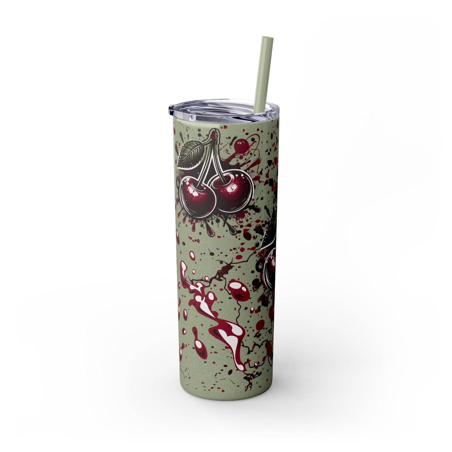 Tumbler Cup, Cherry Aesthetic Design, 20oz with Straw