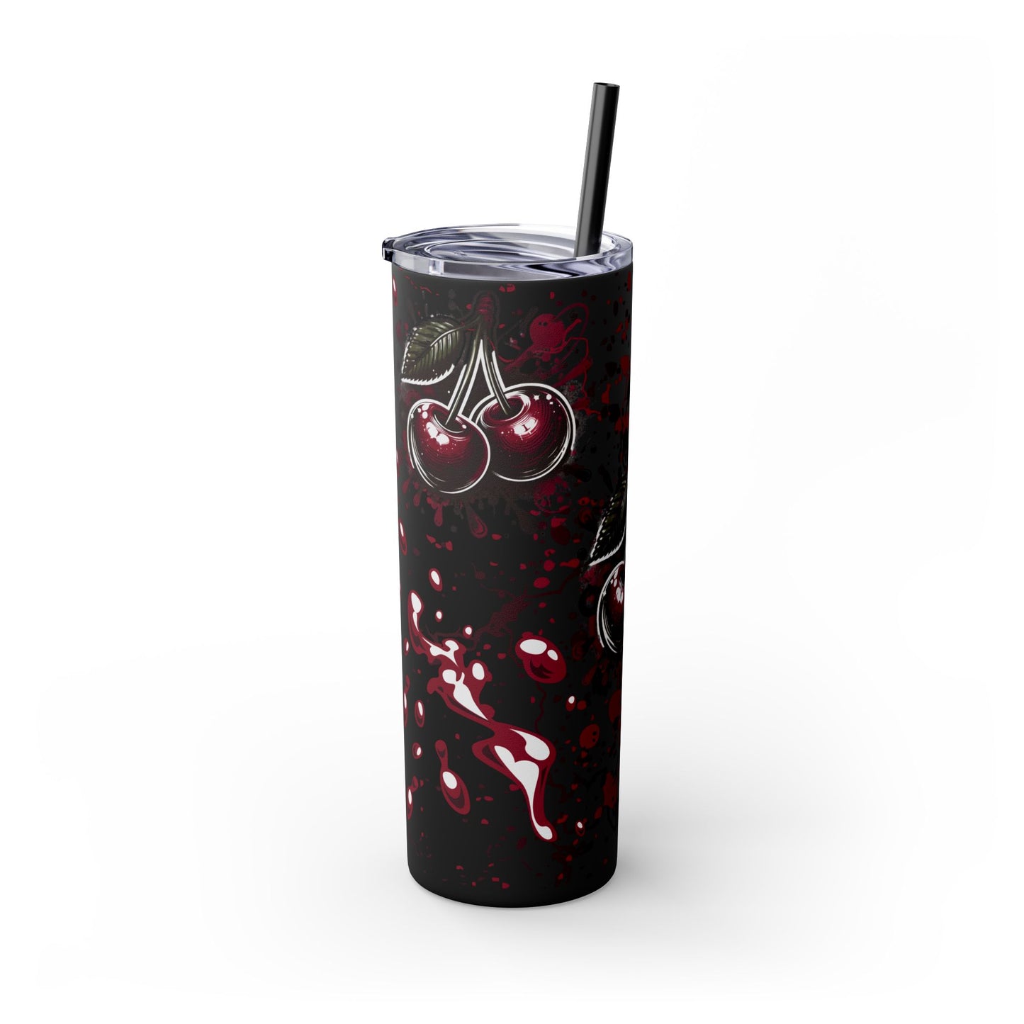 Tumbler Cup, Cherry Aesthetic Design, 20oz with Straw