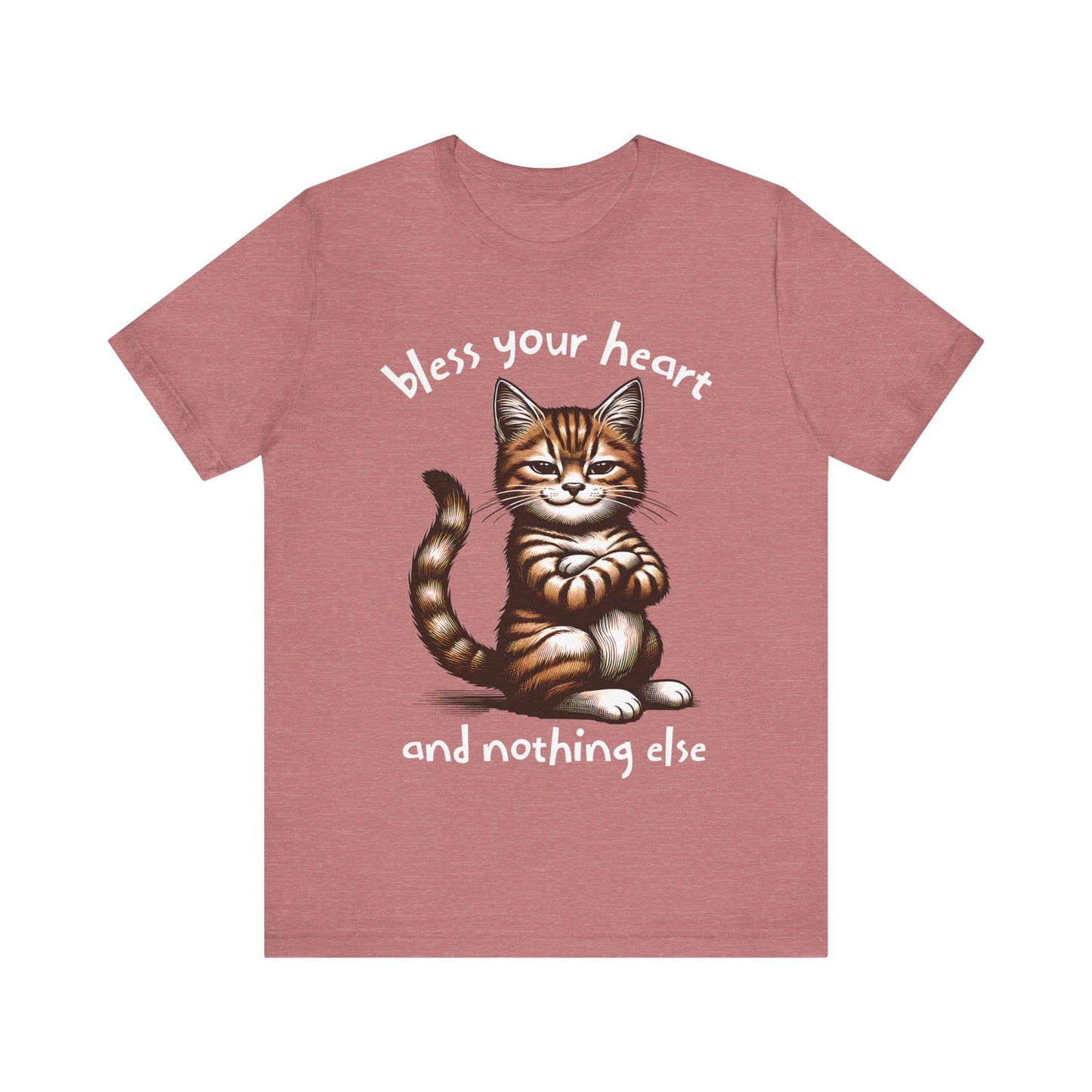 Smug Cat Bless Your Heart Shirt, Funny Graphic Tee, Sarcastic Cat Lover Gift, Short Sleeve T-Shirt, Cat Lady Apparel, Cat Mom Top