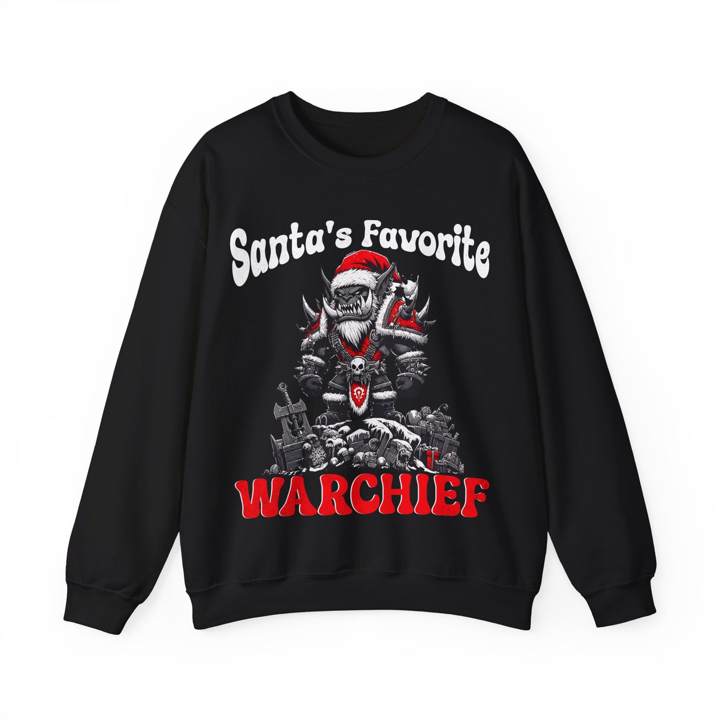 Christmas Gaming Sweatshirt - Santa's Favorite Warchief, WoW Orc Santa, wow game, santa shirt, Holiday Gift Idea