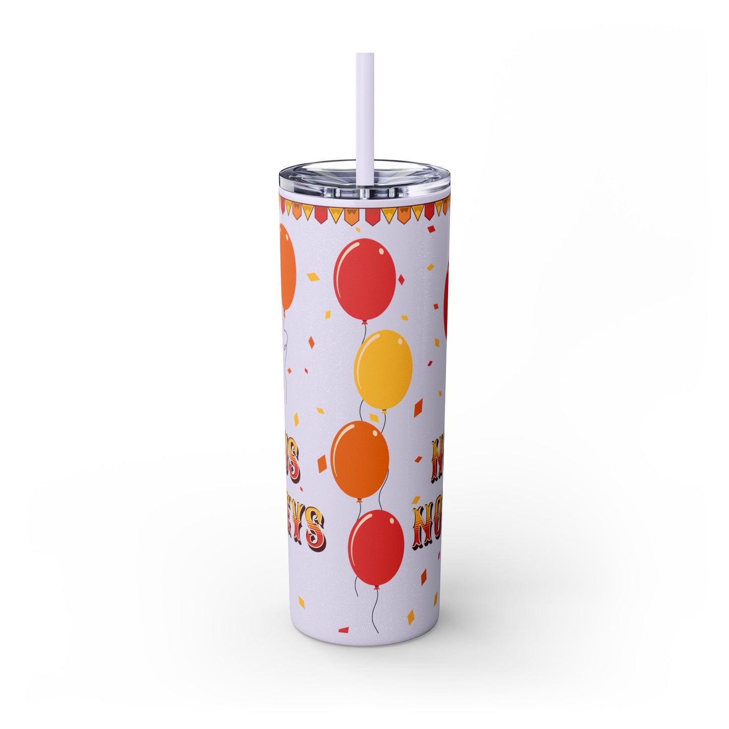 Not my circus Tumbler with Straw - 20oz - Fun Monkey & Balloon Design