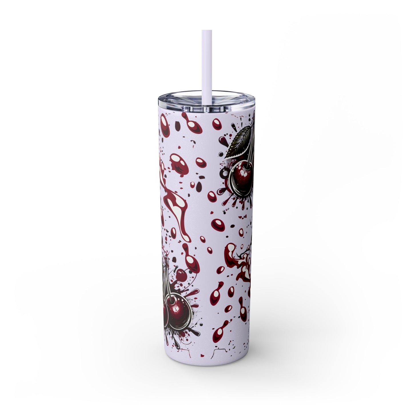 Tumbler Cup, Cherry Aesthetic Design, 20oz with Straw