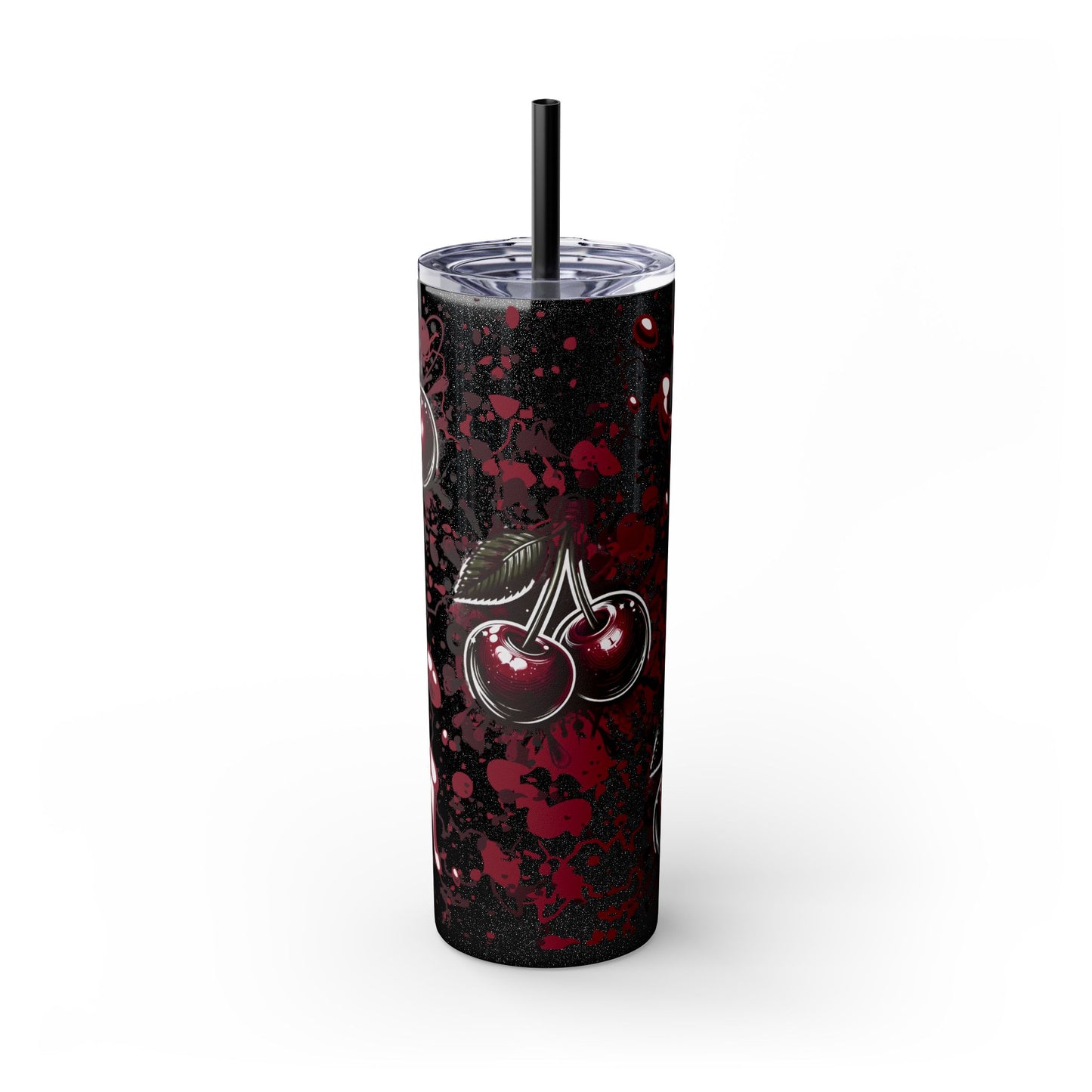 Tumbler Cup, Cherry Aesthetic Design, 20oz with Straw