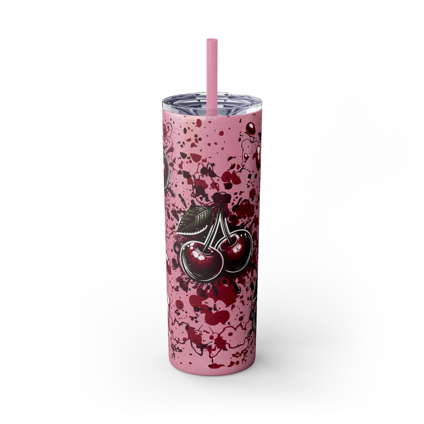 Tumbler Cup, Cherry Aesthetic Design, 20oz with Straw