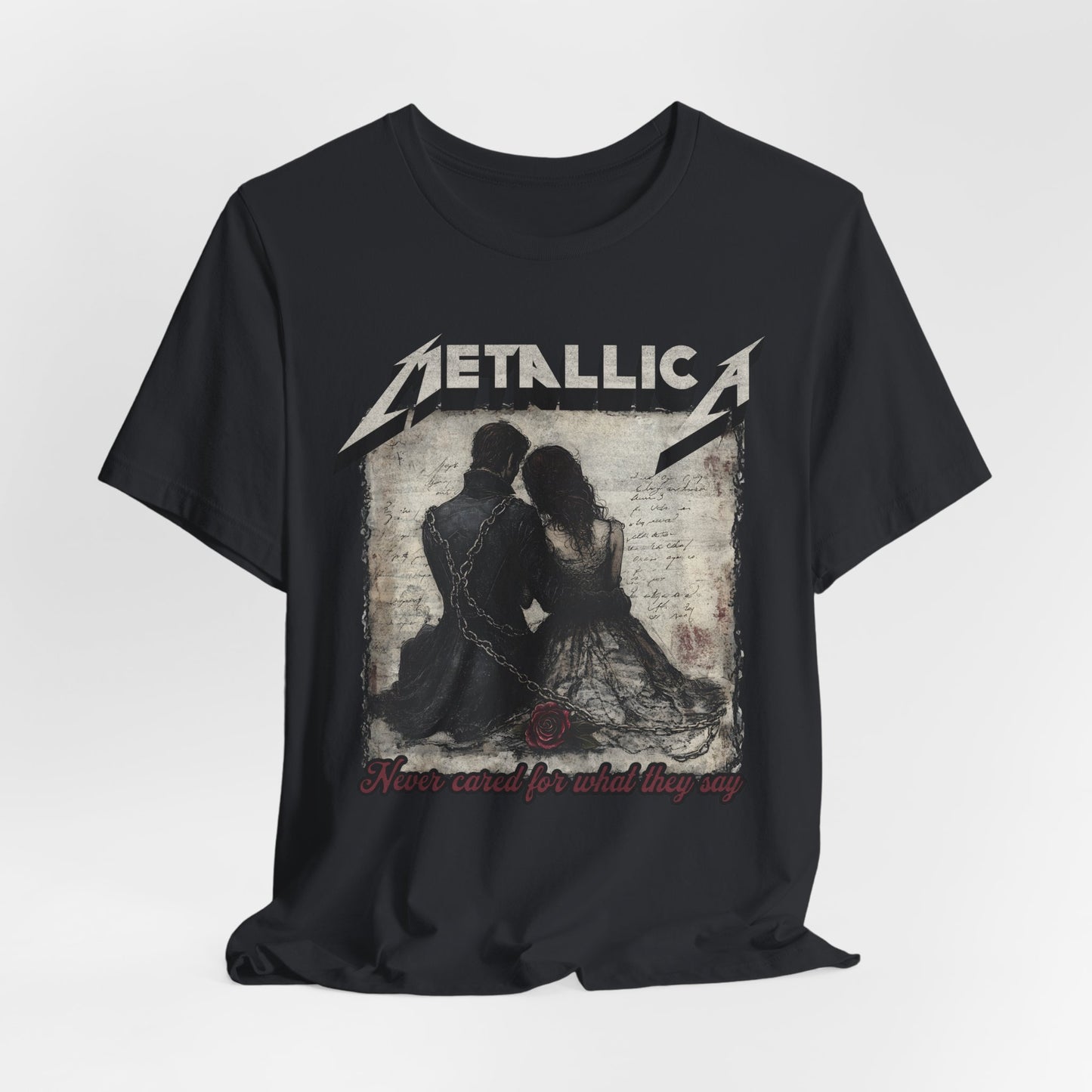 Couples Graphic Tee - Rock Music Lovers Gift- never cared for what they say