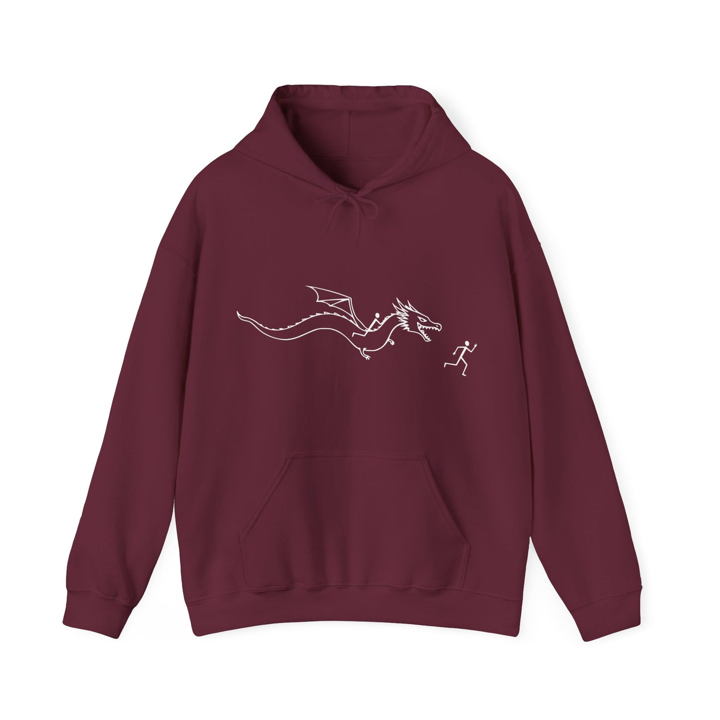 Hooded Sweatshirt - Stick figure Chased by Dragon Design