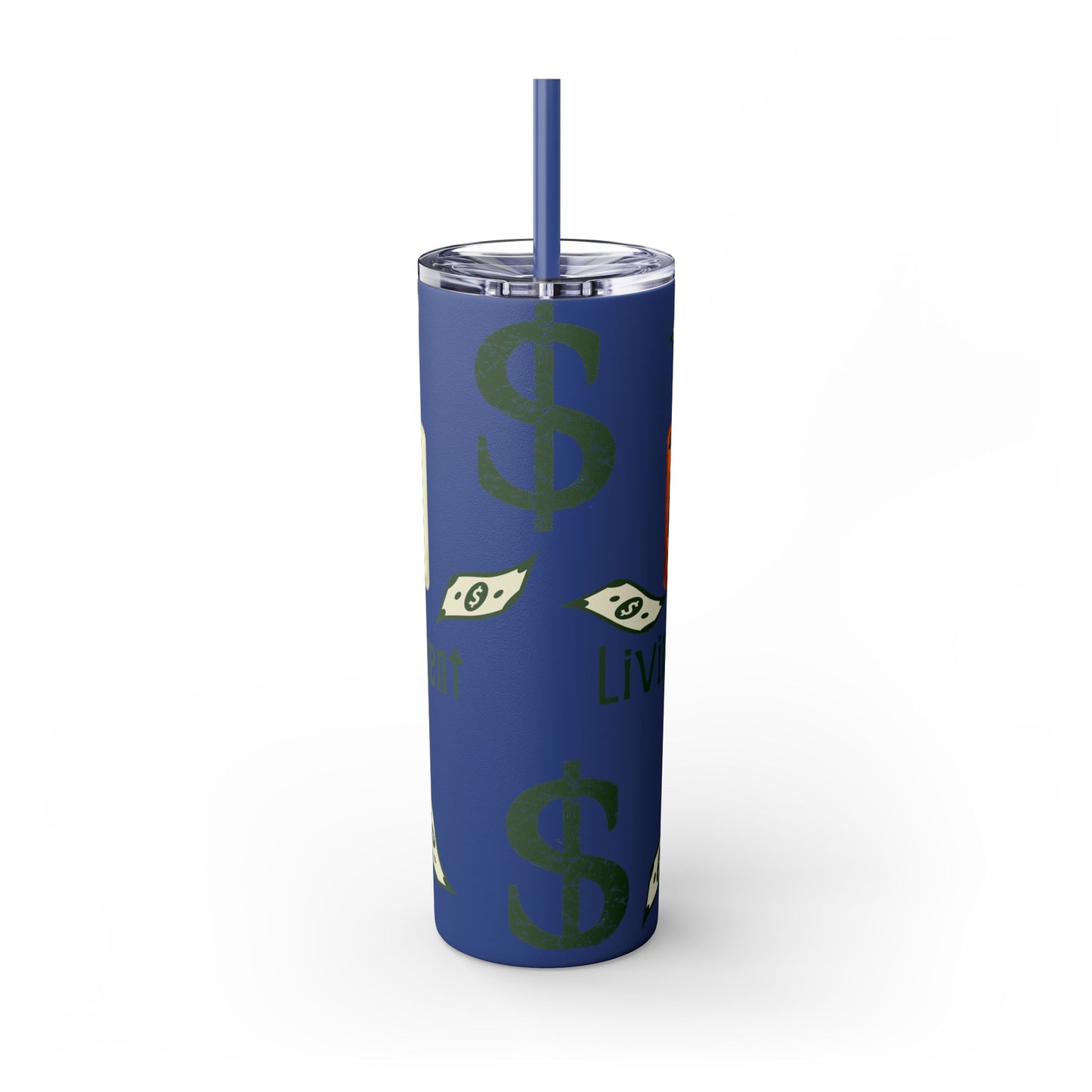 Money-Themed Skinny Tumbler with Straw | 20oz | Chemistry Elements Design