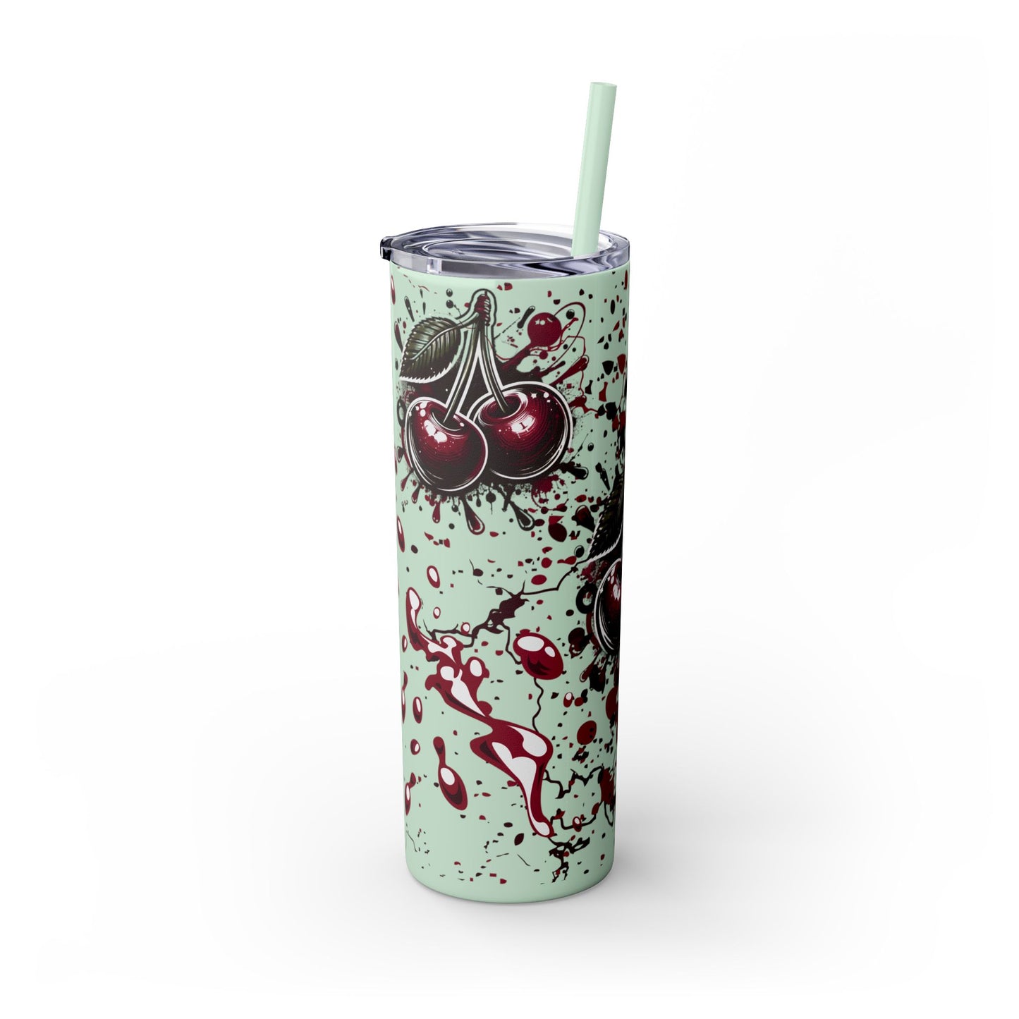 Tumbler Cup, Cherry Aesthetic Design, 20oz with Straw
