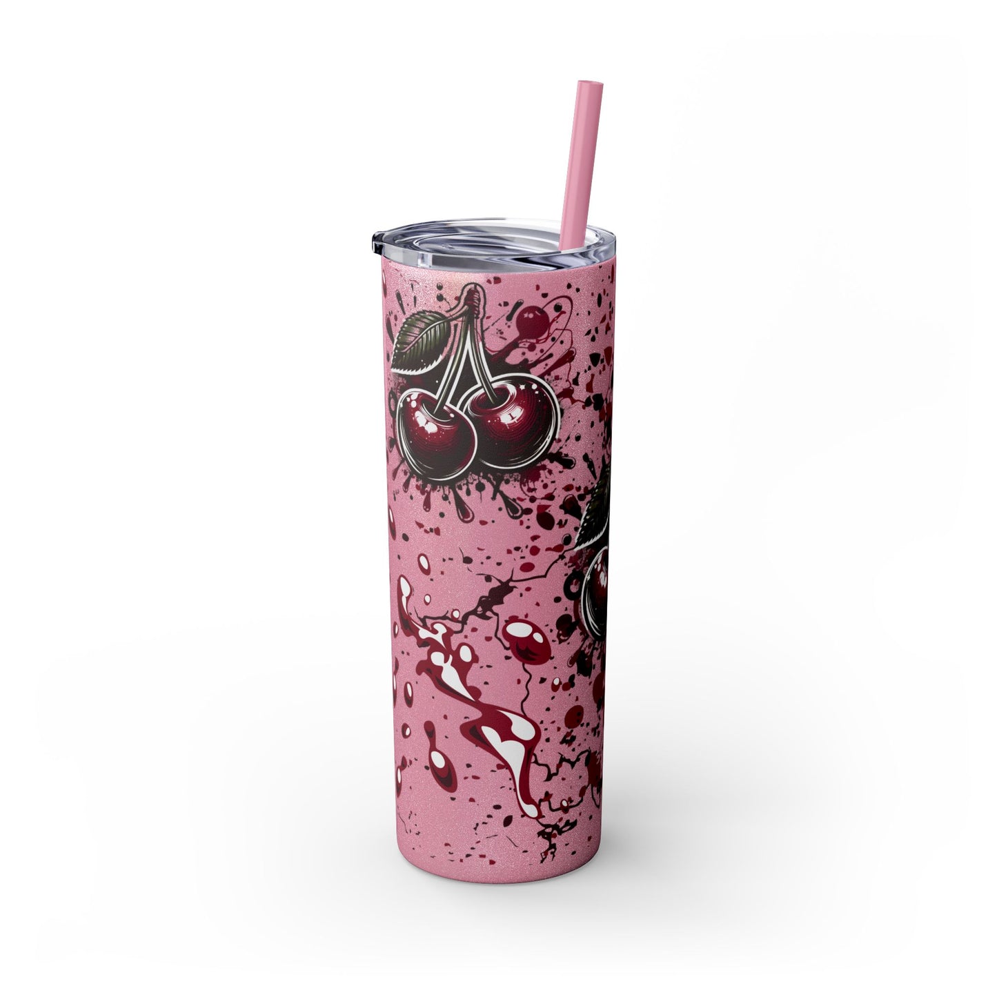 Tumbler Cup, Cherry Aesthetic Design, 20oz with Straw