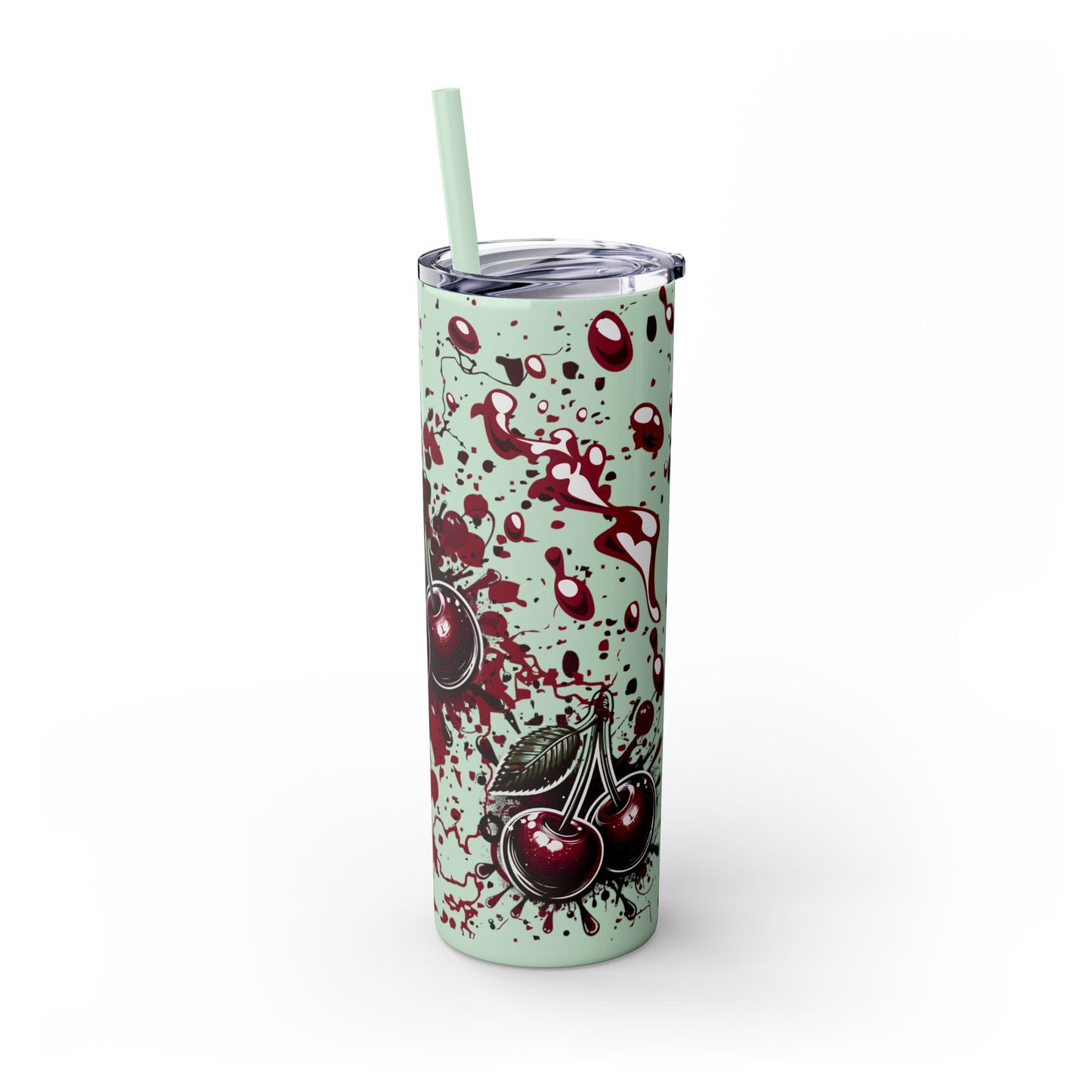 Tumbler Cup, Cherry Aesthetic Design, 20oz with Straw