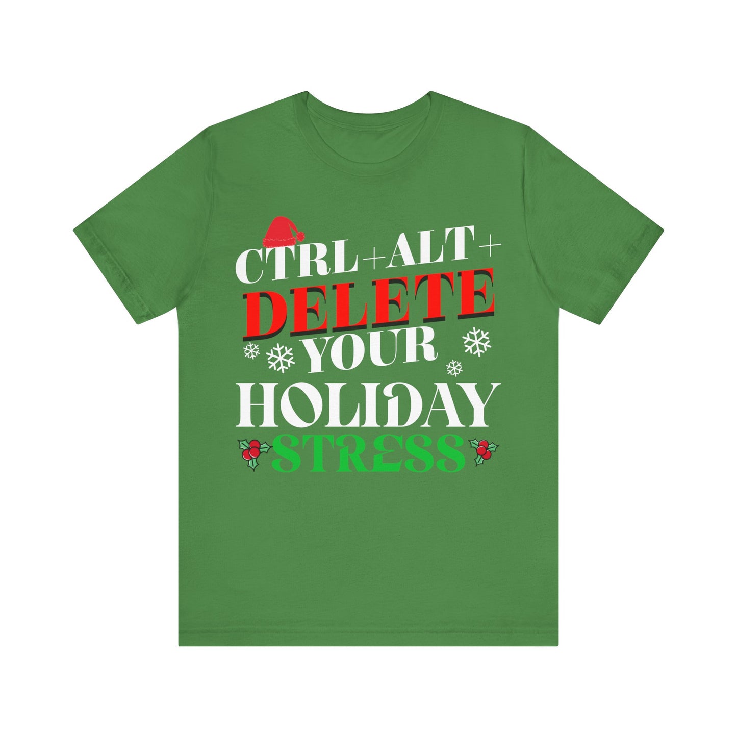 Christmas Gamer Tee, Gaming Holiday Shirt, Ctrl Alt Delete Stress, Unisex Jersey T-Shirt