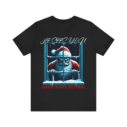 Santa Peeping Short Sleeve- Tee