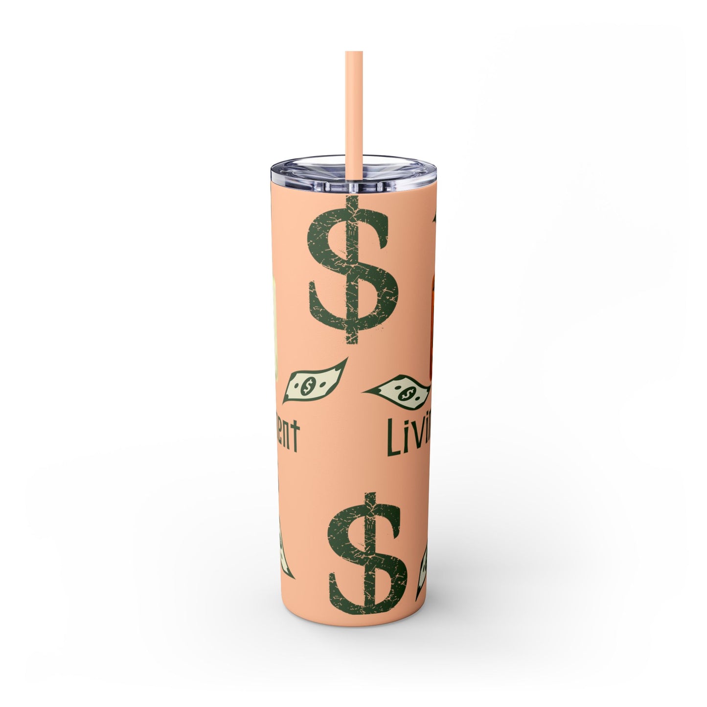 Money-Themed Skinny Tumbler with Straw | 20oz | Chemistry Elements Design