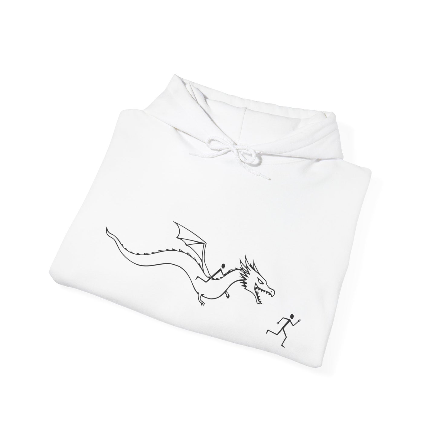 Hooded Sweatshirt - Stick figure Chased by Dragon Design