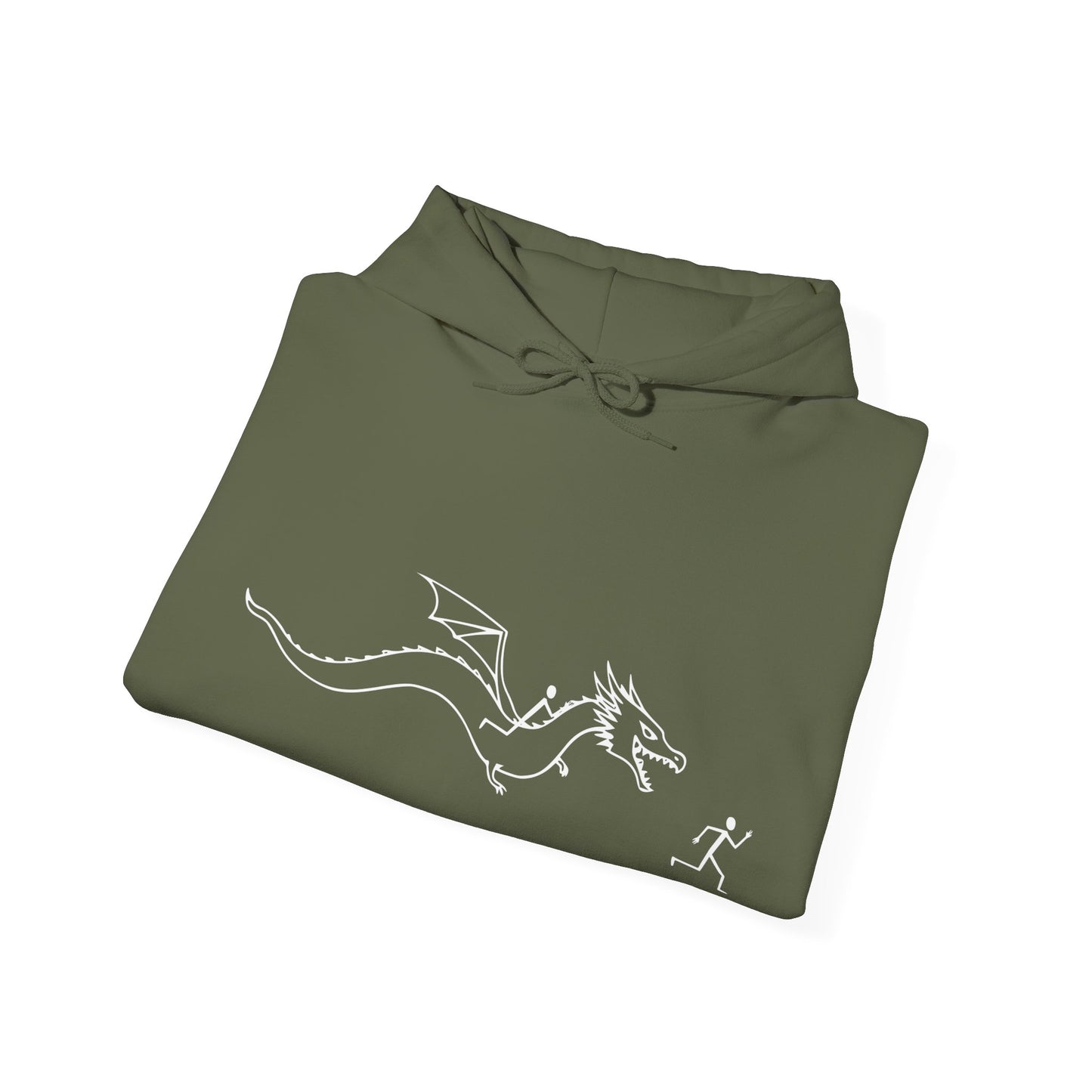 Hooded Sweatshirt - Stick figure Chased by Dragon Design