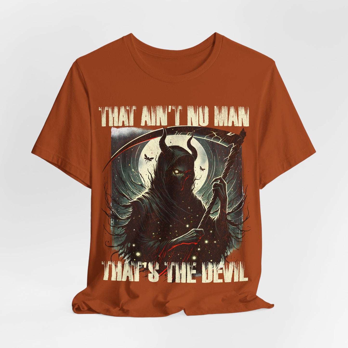 That ain't no man that's the devil, Music Album Art Tee, Scythe Devil Tee, Graphic Print Tee, Alternative Tee