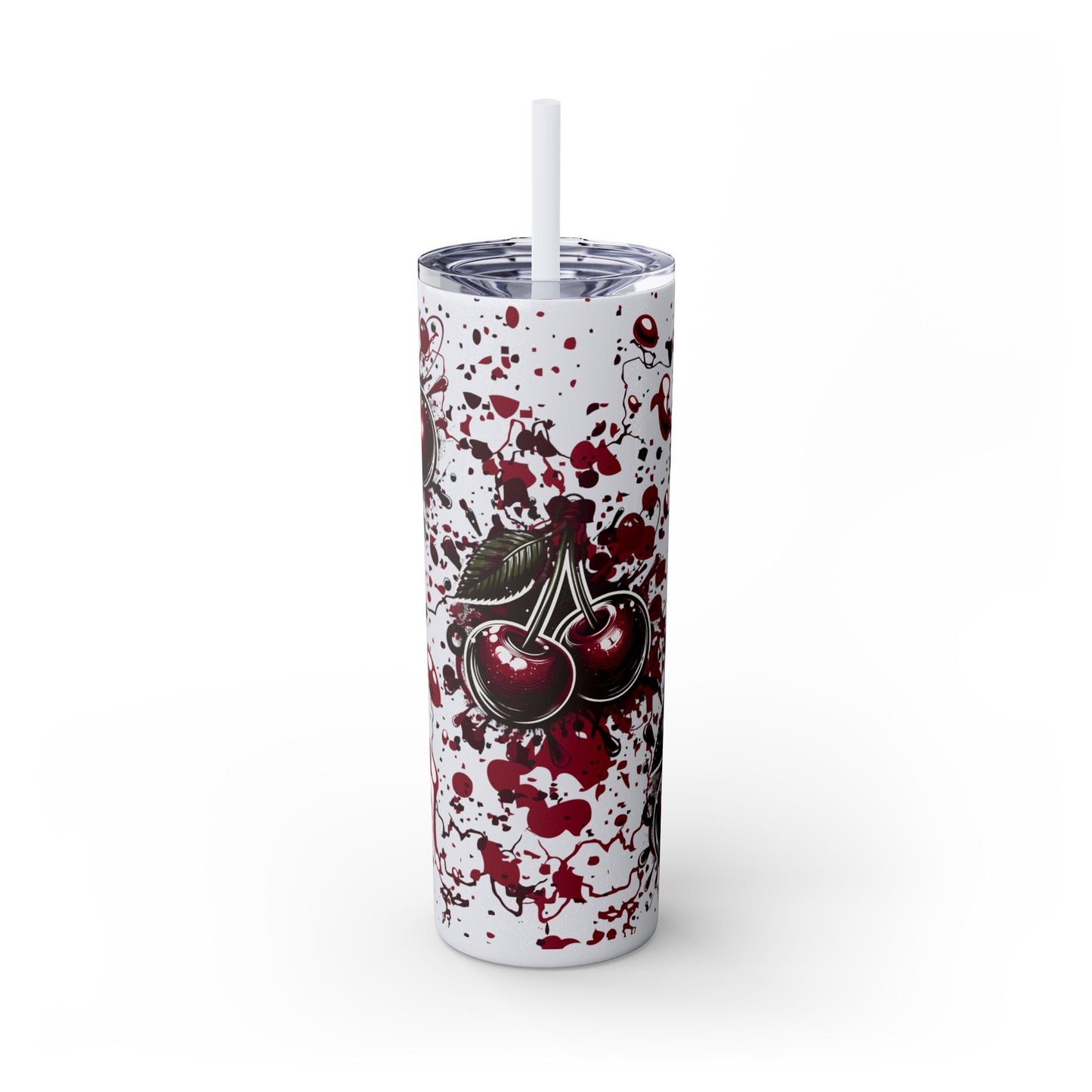 Tumbler Cup, Cherry Aesthetic Design, 20oz with Straw