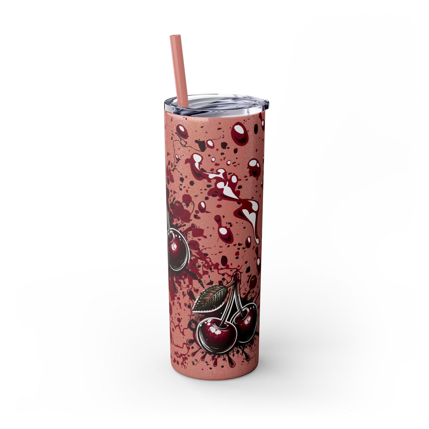 Tumbler Cup, Cherry Aesthetic Design, 20oz with Straw