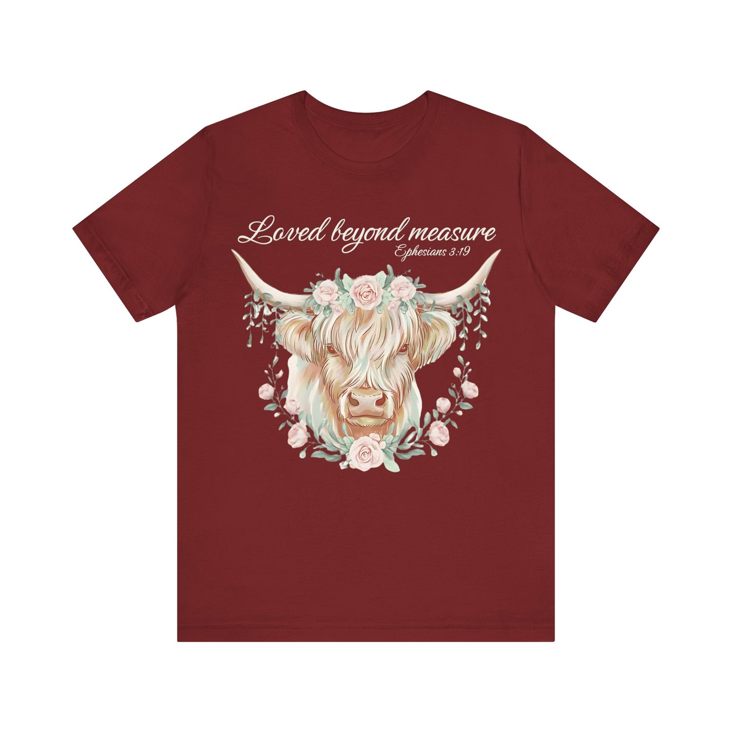 Highland Cow Unisex Tee - Loved Beyond Measure, Ephesians 3:19