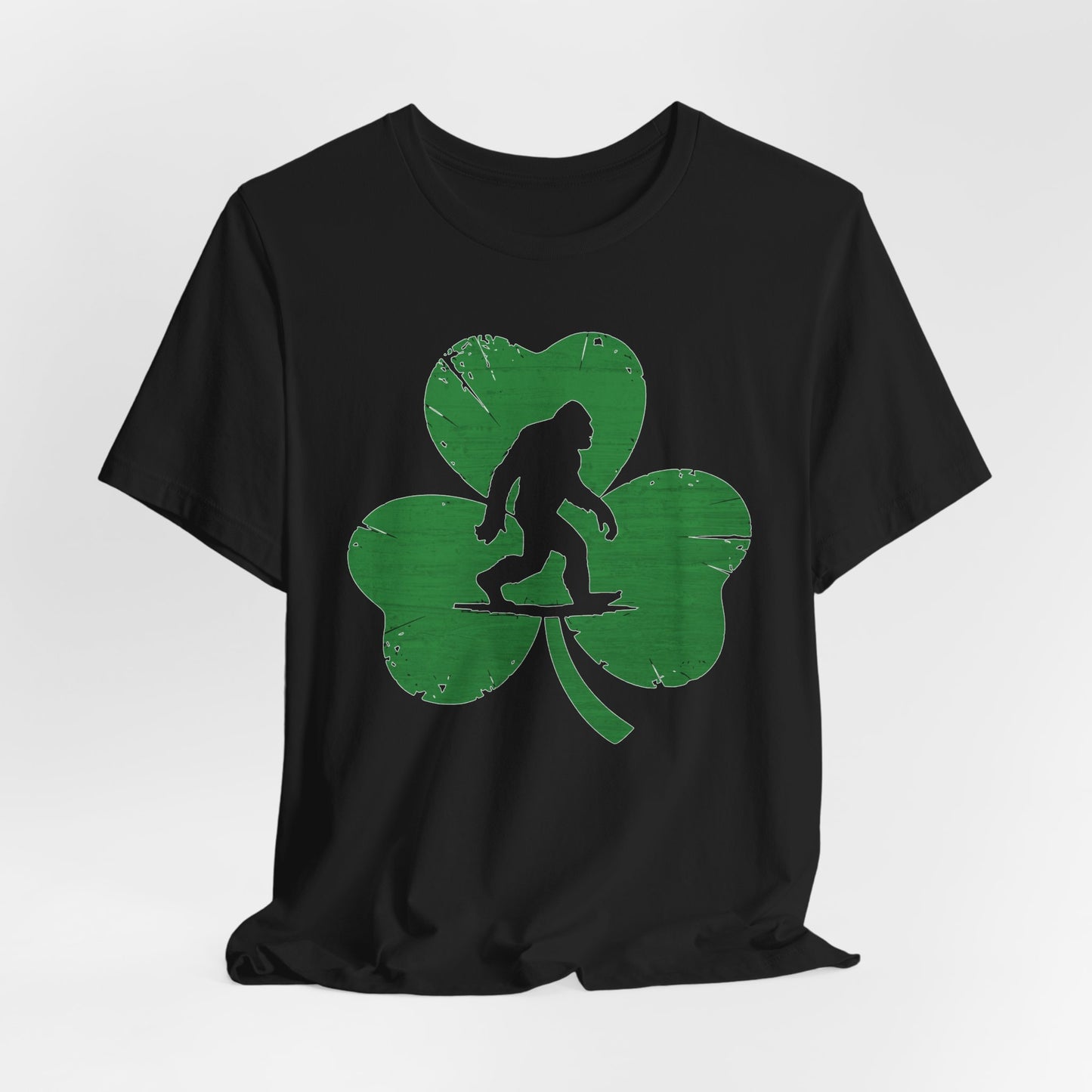 Shamrock Bigfoot Tee, St Patrick's Day Shirt, Lucky Clover T-Shirt, Unisex Graphic Top, Sasquatch Irish Tee, bigfoot tee,irish shirt,