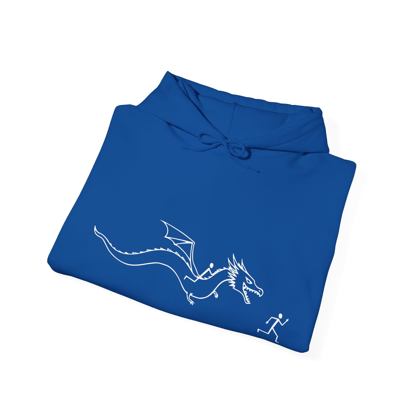 Hooded Sweatshirt - Stick figure Chased by Dragon Design