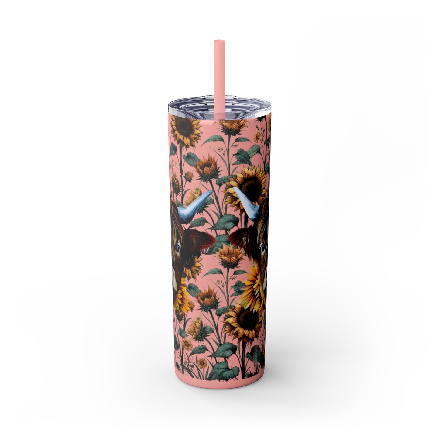 Tumbler Cup - Highland Cow and Sunflowers Design