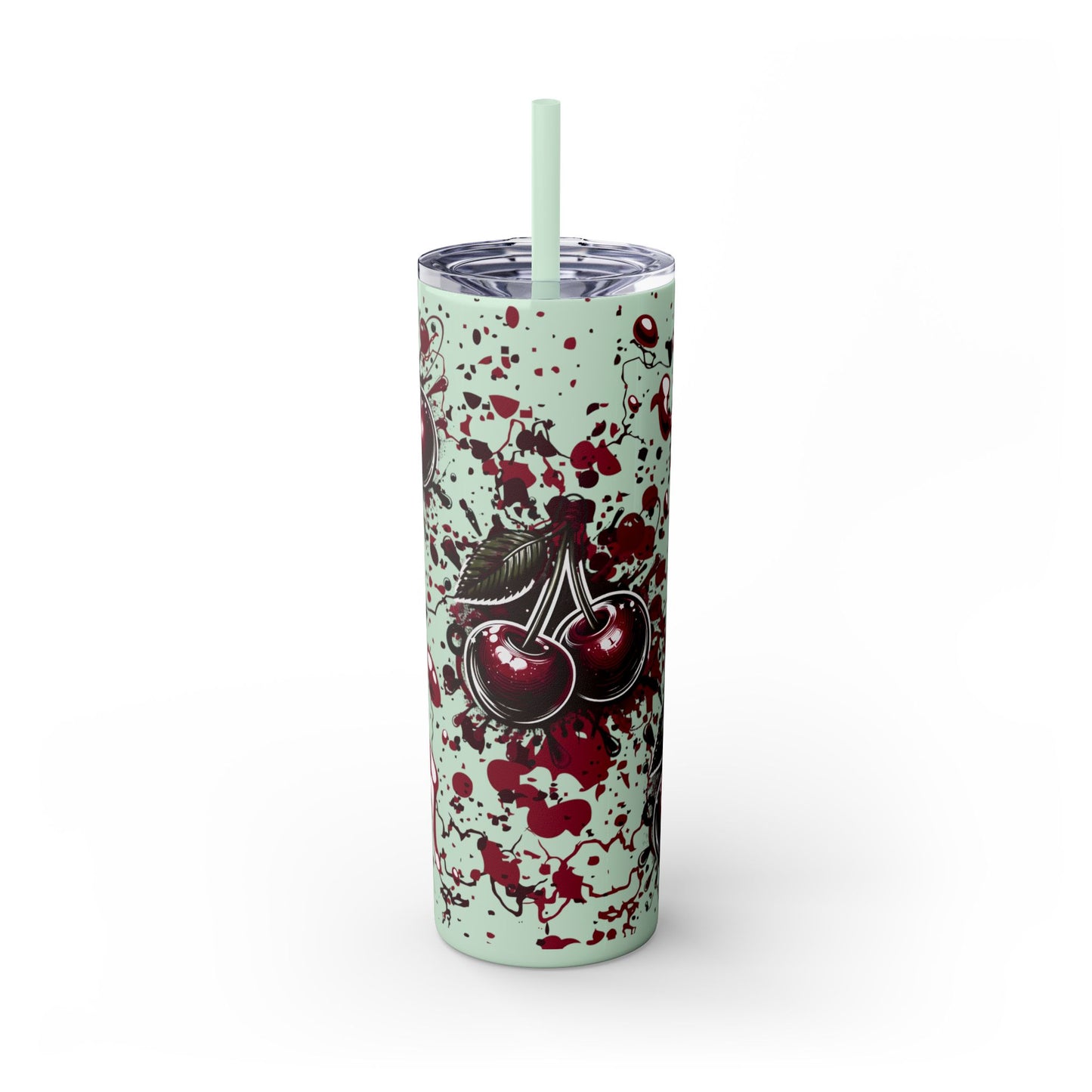 Tumbler Cup, Cherry Aesthetic Design, 20oz with Straw