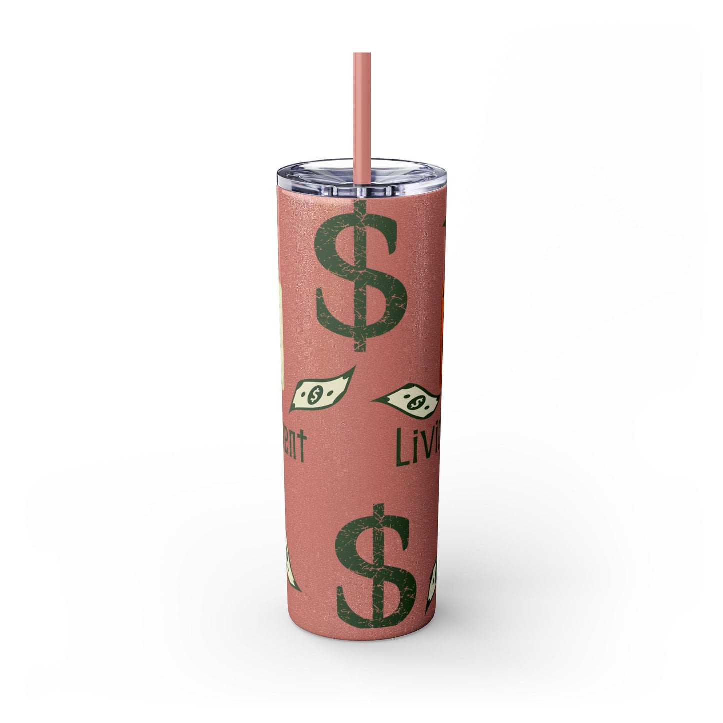 Money-Themed Skinny Tumbler with Straw | 20oz | Chemistry Elements Design