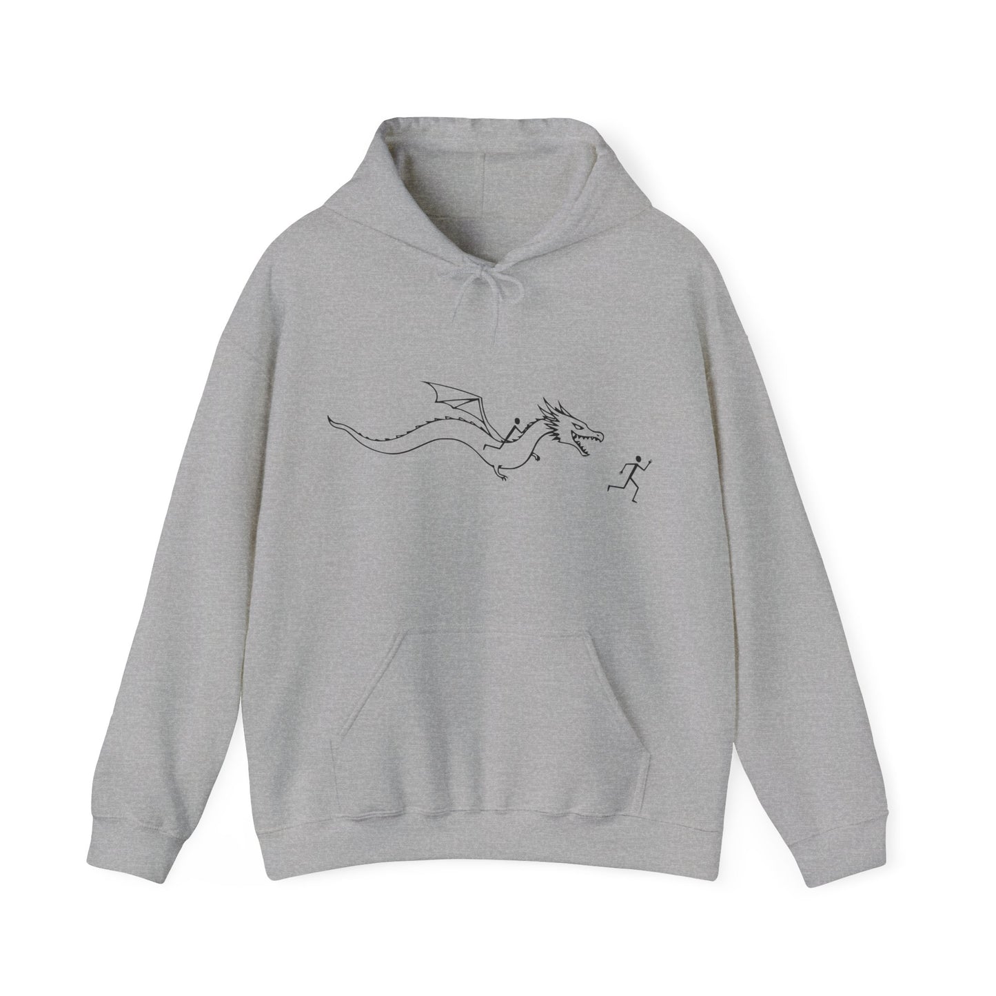 Hooded Sweatshirt - Stick figure Chased by Dragon Design