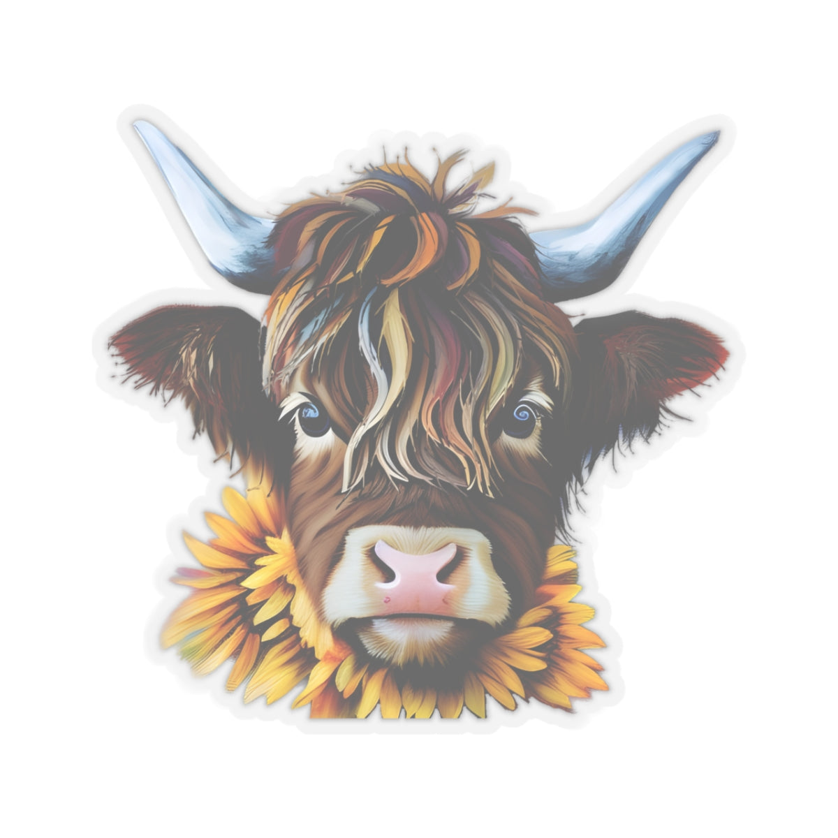 Sticker - Highland Cow in Sunflowers Kiss-Cut Stickers