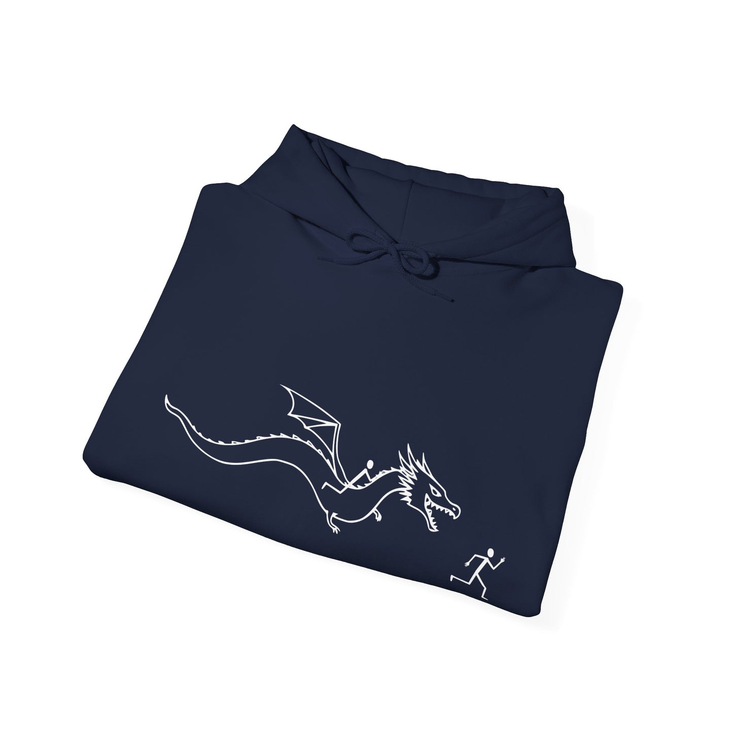 Hooded Sweatshirt - Stick figure Chased by Dragon Design
