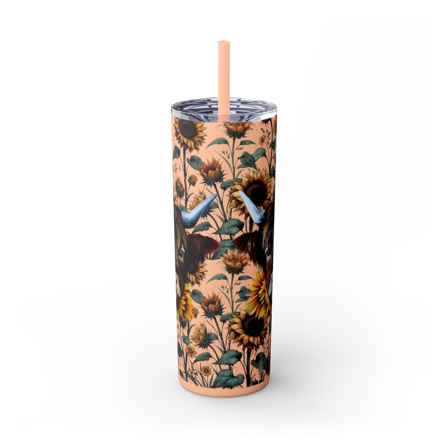 Tumbler Cup - Highland Cow and Sunflowers Design
