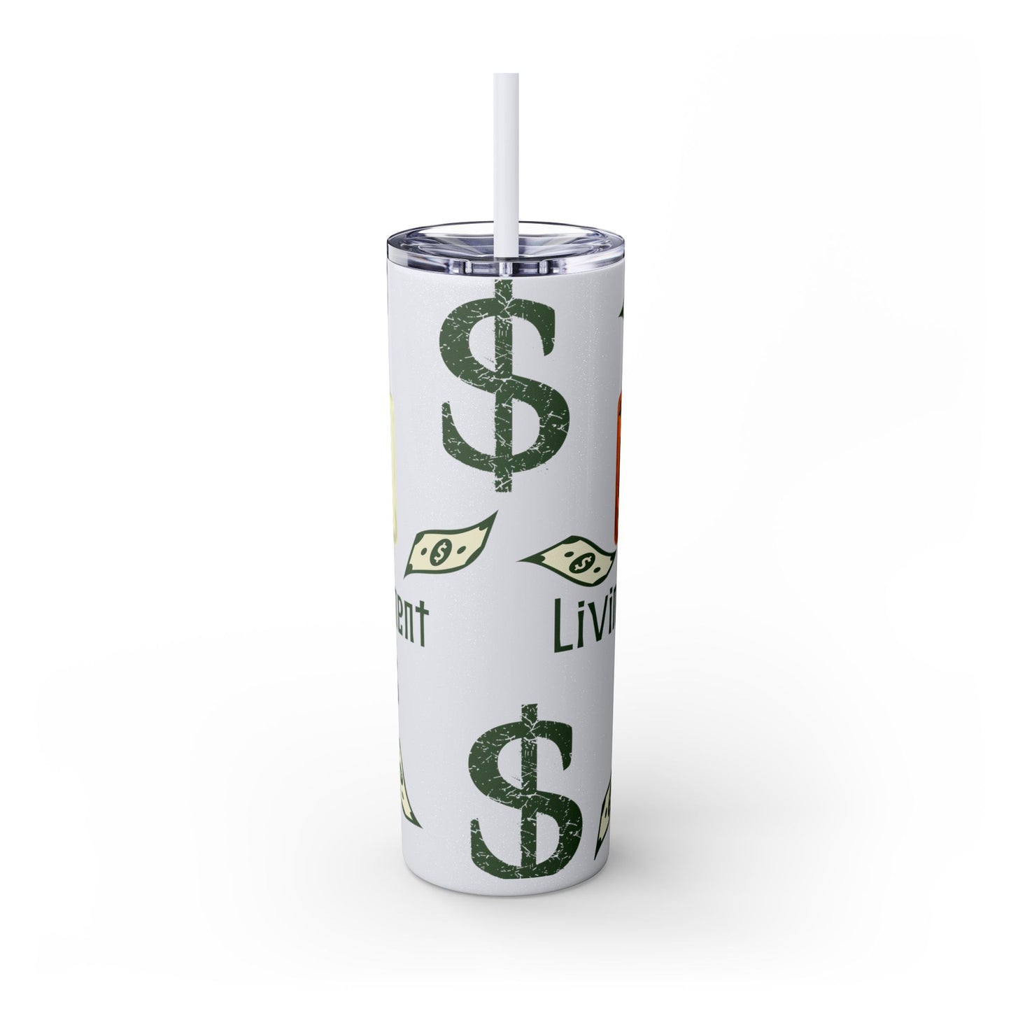 Money-Themed Skinny Tumbler with Straw | 20oz | Chemistry Elements Design