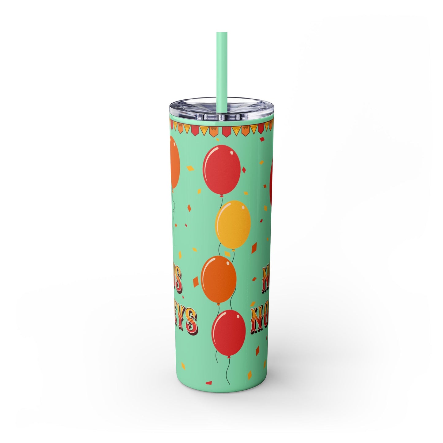 Not my circus Tumbler with Straw - 20oz - Fun Monkey & Balloon Design