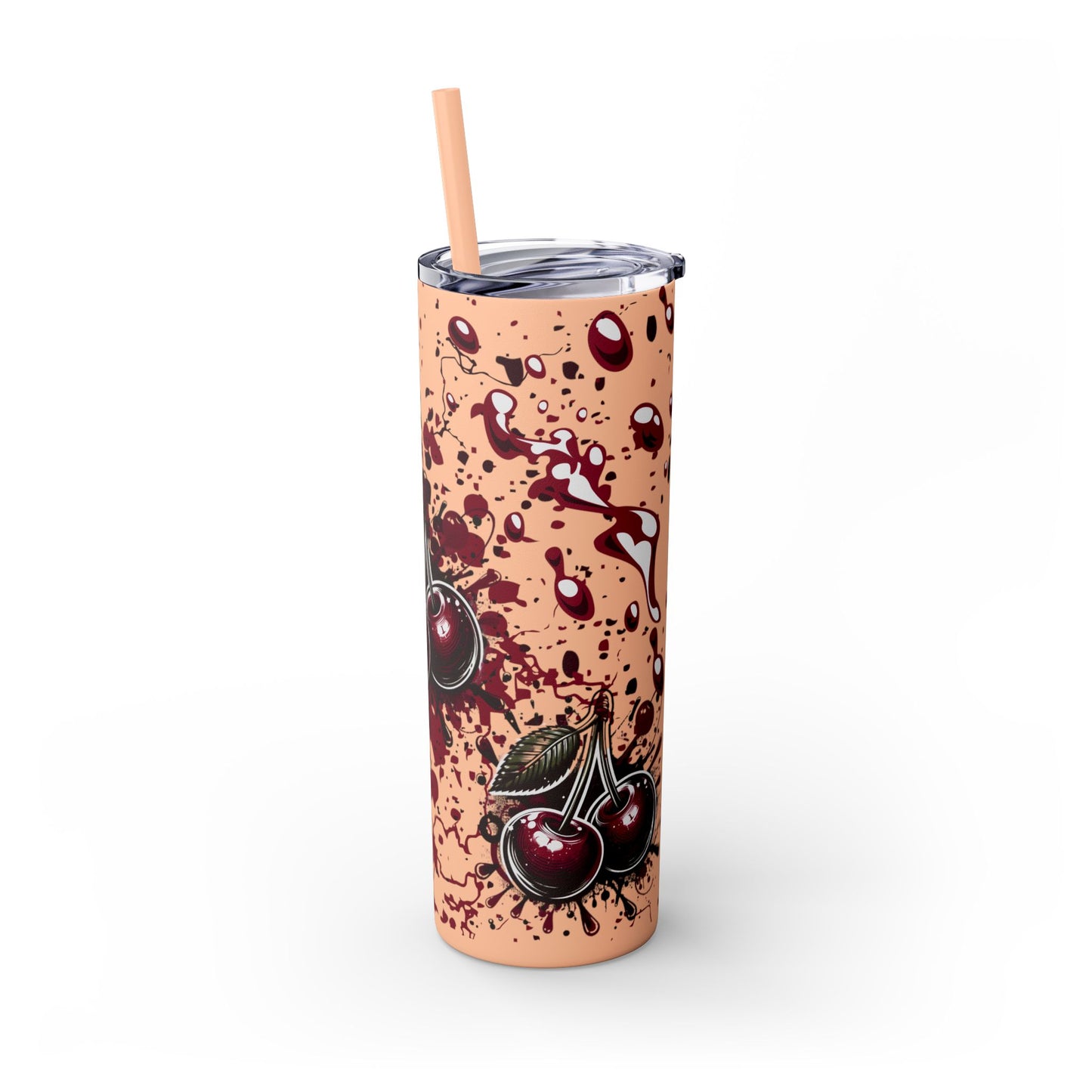 Tumbler Cup, Cherry Aesthetic Design, 20oz with Straw