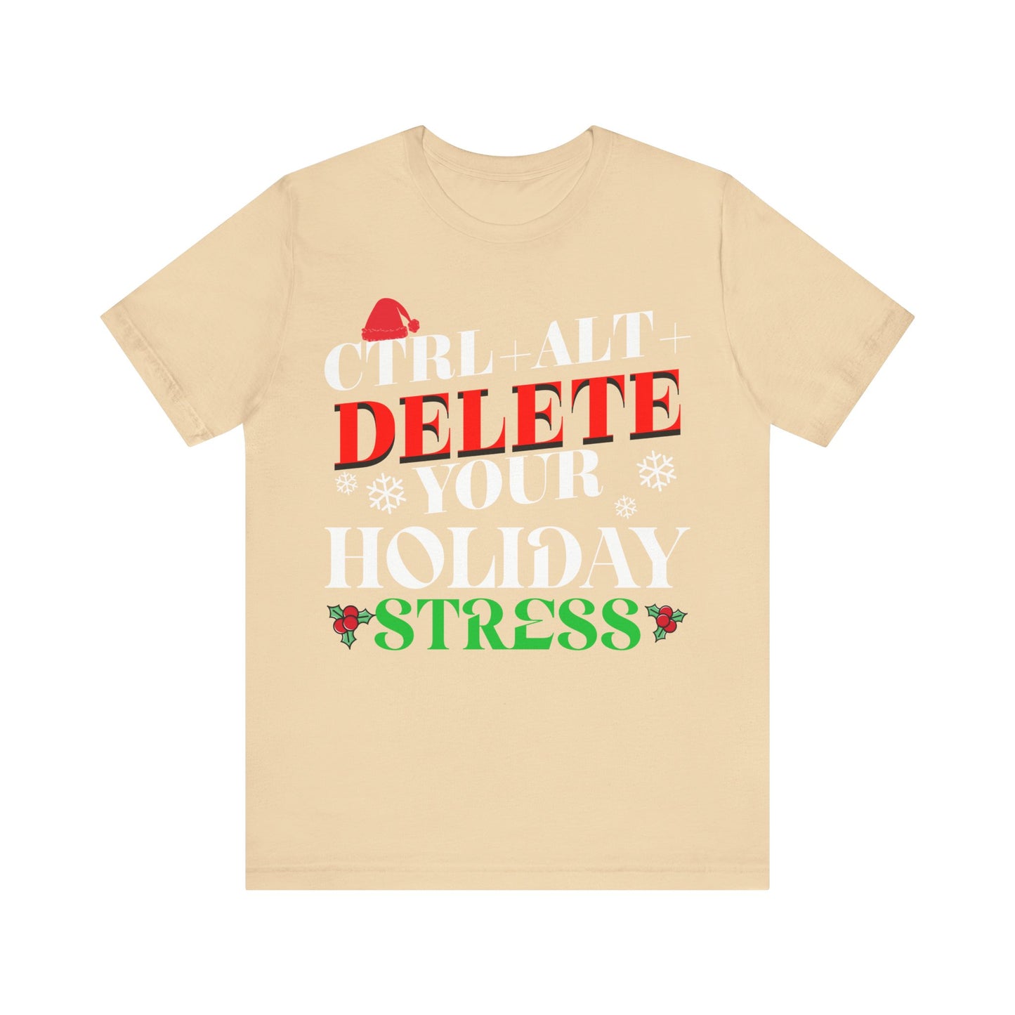 Christmas Gamer Tee, Gaming Holiday Shirt, Ctrl Alt Delete Stress, Unisex Jersey T-Shirt