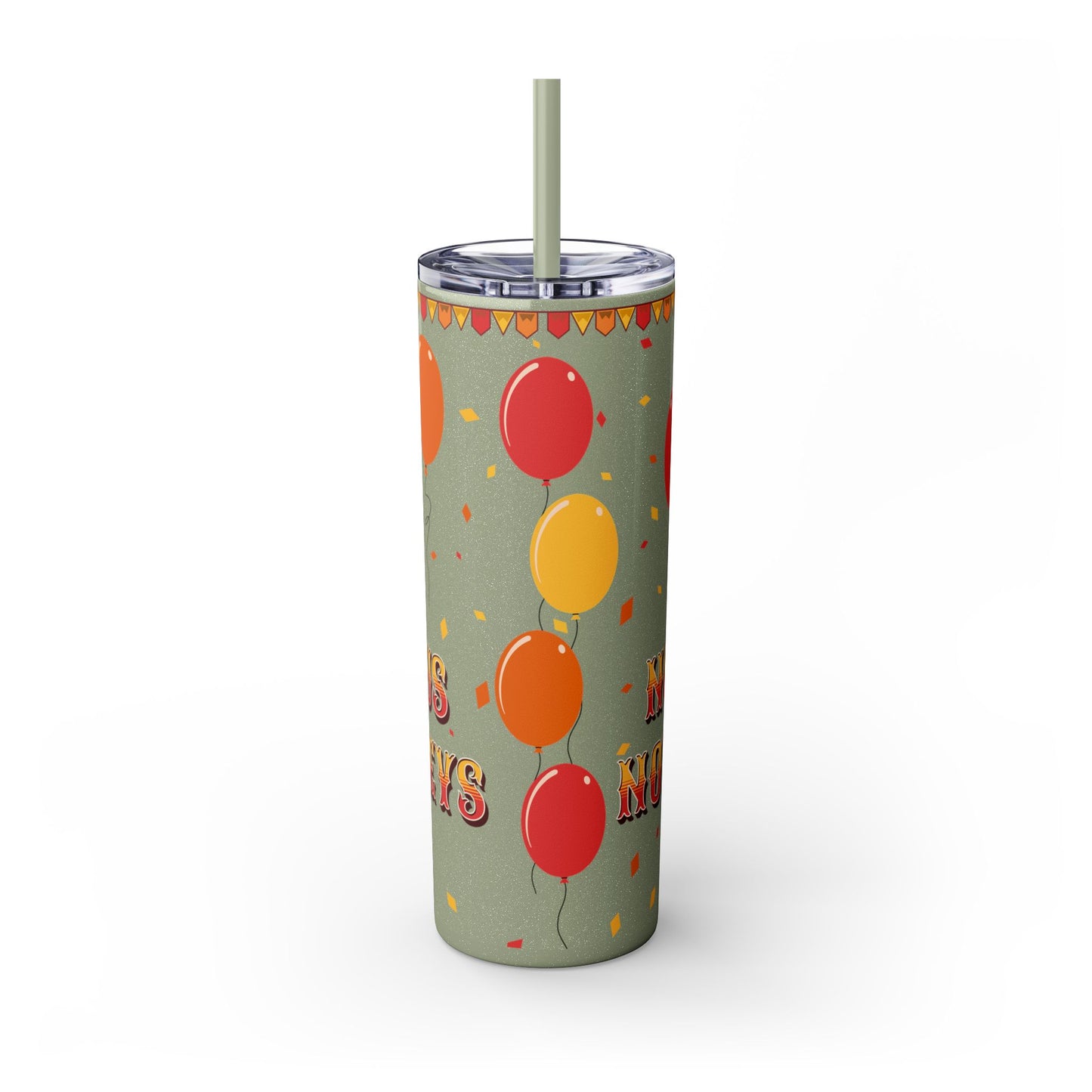 Not my circus Tumbler with Straw - 20oz - Fun Monkey & Balloon Design