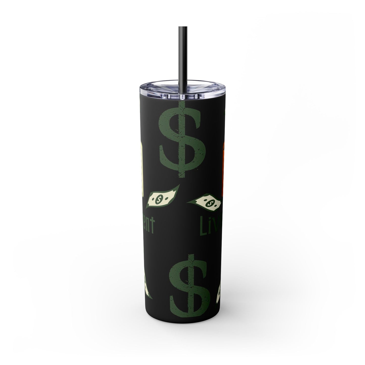 Money-Themed Skinny Tumbler with Straw | 20oz | Chemistry Elements Design