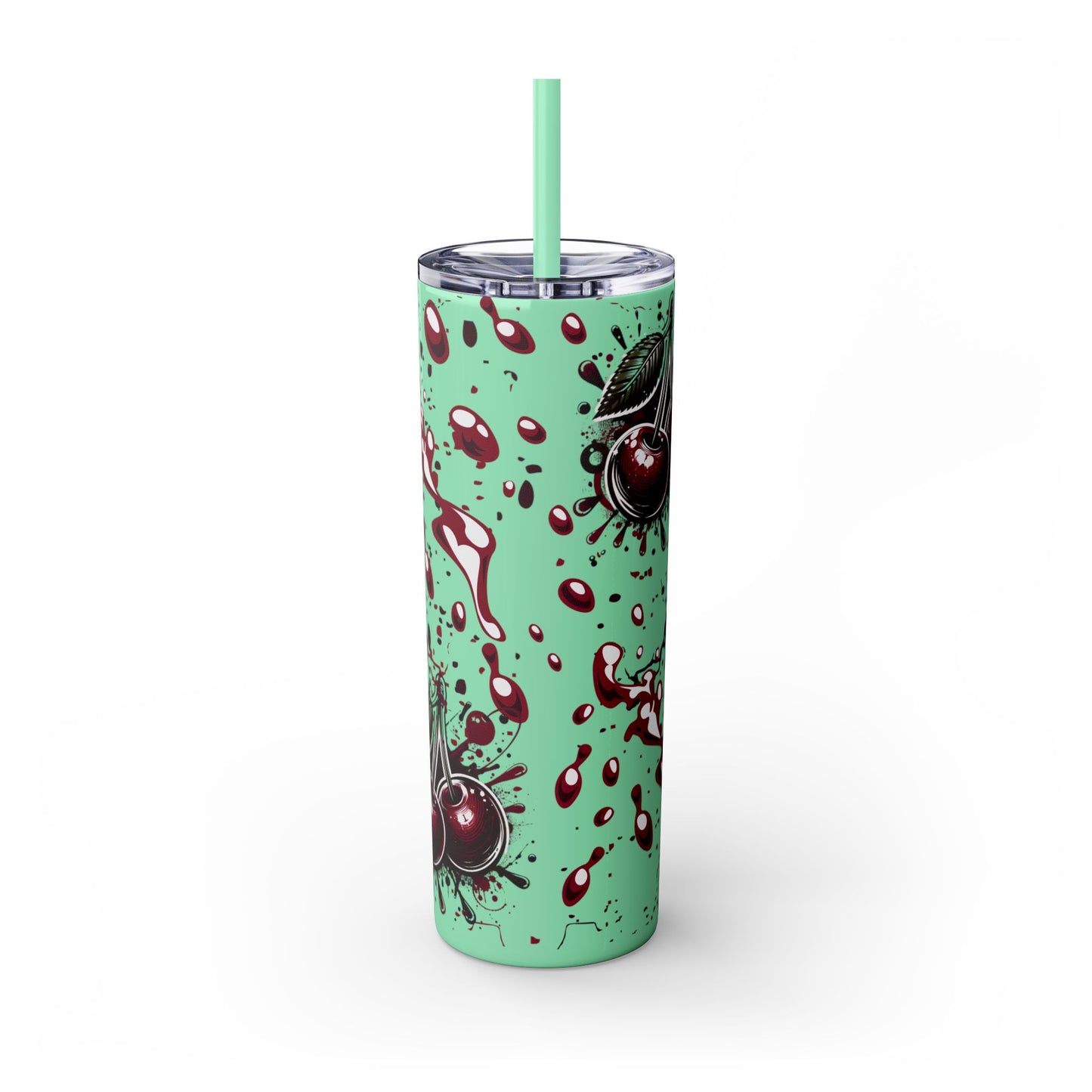 Tumbler Cup, Cherry Aesthetic Design, 20oz with Straw